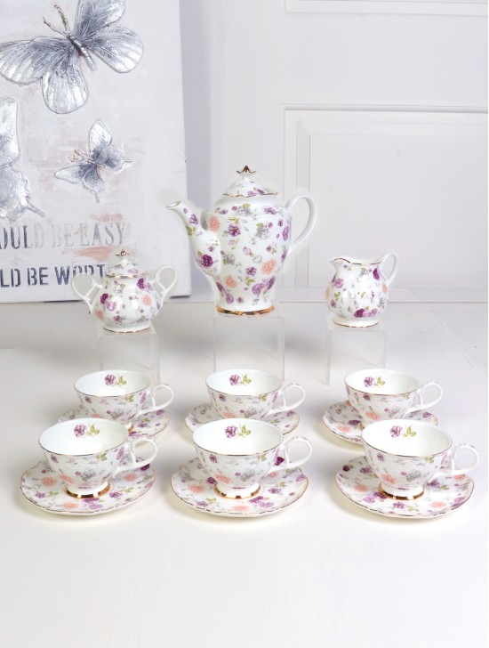 Porcelain 15 Pcs Tea Set With Gift Box